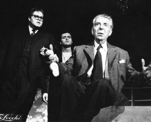 Veglia d’armi di D. Fabbri. Regia di Orazio Costa. Con Annibale Ninchi, Tino Buazzelli, Alessandro Sperlì, Aldo Silvani. 1956.